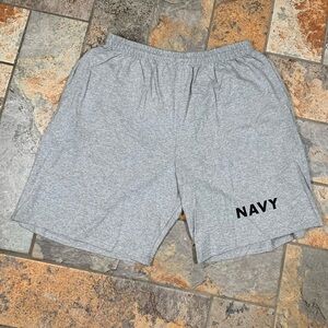 Anvil NWOT heather gray “Navy” athletic shorts.